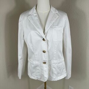 Lauren Ralph Lauren Blazer Womens 14 White Cotton Preppy Coastal Career Jacket